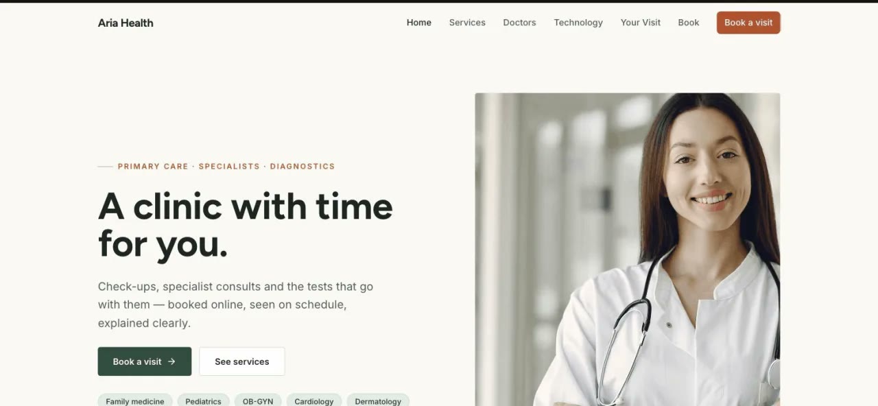 Modern Clinic demo site