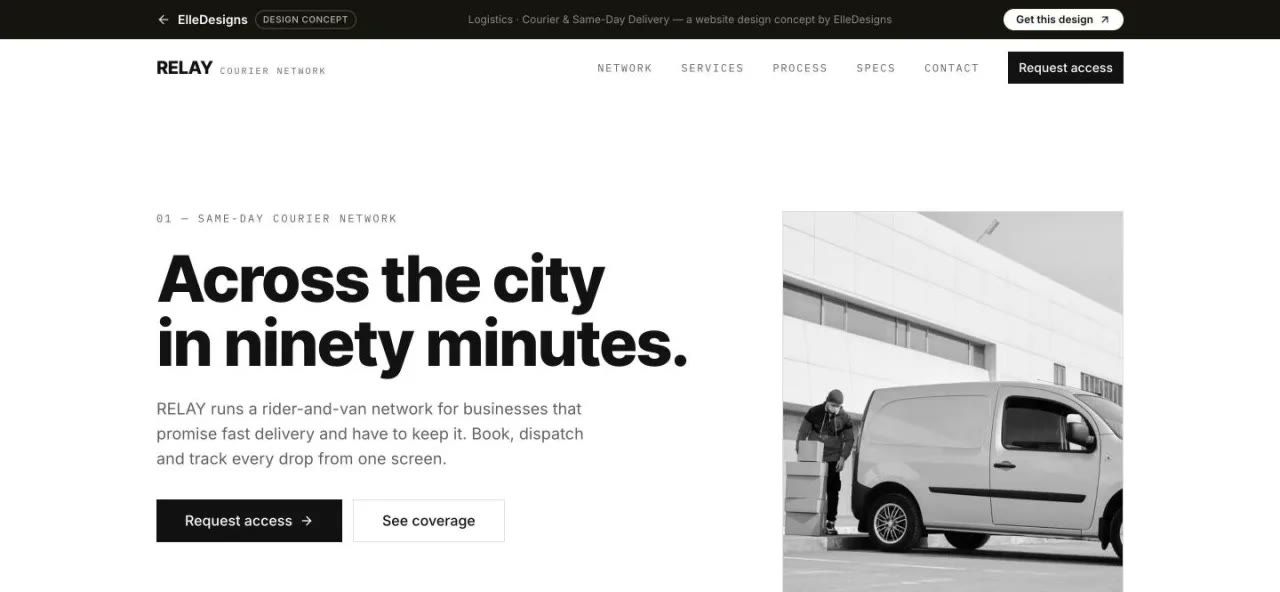 Sharp Monochrome template — desktop view