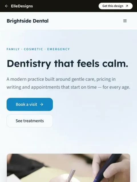 Soft & Calm template — mobile view