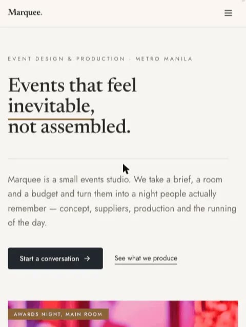 Refined Studio template — mobile view