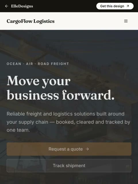 Warm Editorial template — mobile view